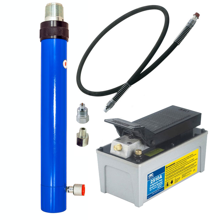 GEKO Hydraulic Hand Pump 10 TON With Hose & RAM Portable 10T Pressure Cylinder 