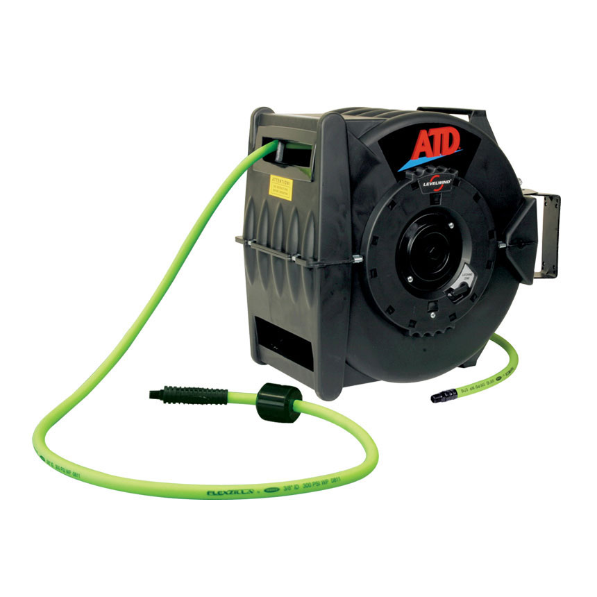 ATD Tools Levelwind Retractable Air Hose Reel with 3/8 in x 60 ft Premium Flexzilla  Hose, Air Hoses & Reels: Auto Body Toolmart